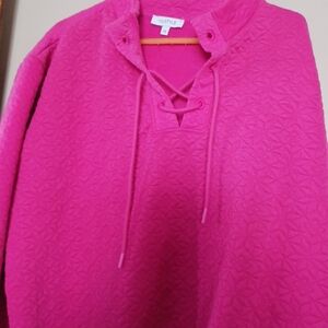 Style & Co. Hot Pink Lace-Up Textured Pullover Hoodie. With Matching Pants